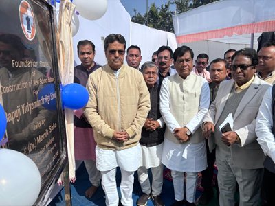 Chief Minister Dr Manik Saha participates in Bhumi Pujan and unveiling of the foundation stone of new building of Bapuji School in Agartala on January 9.